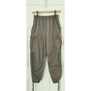 Forever 21 Womens Cargo Jogger Pants Olive Taupe High Waist Utility Size L